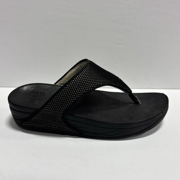Fitflop Women’s Lulu Water-Redistant Two-Tone Black Wedge Sandals, Size 6 M - Picture 1 of 6